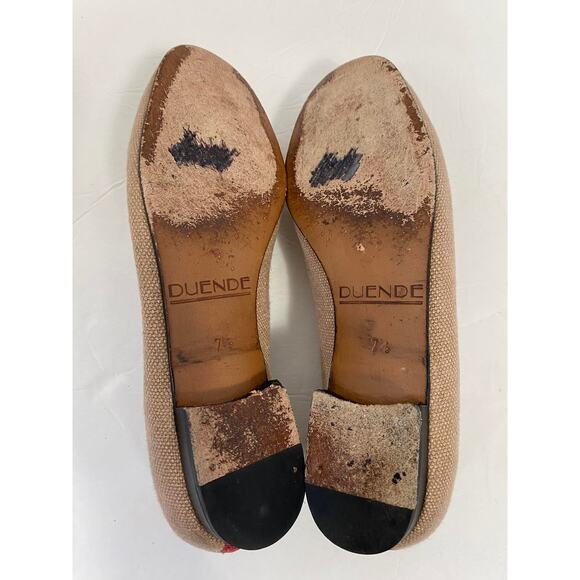 Duende Women Canvas Leather Flats AST Shoes Round Toe Slip on Red Tan SZ 7.5 - Picture 5 of 6